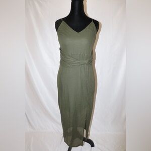 Express Maxi Dress Women’s Medium Olive Green With Twist Detail